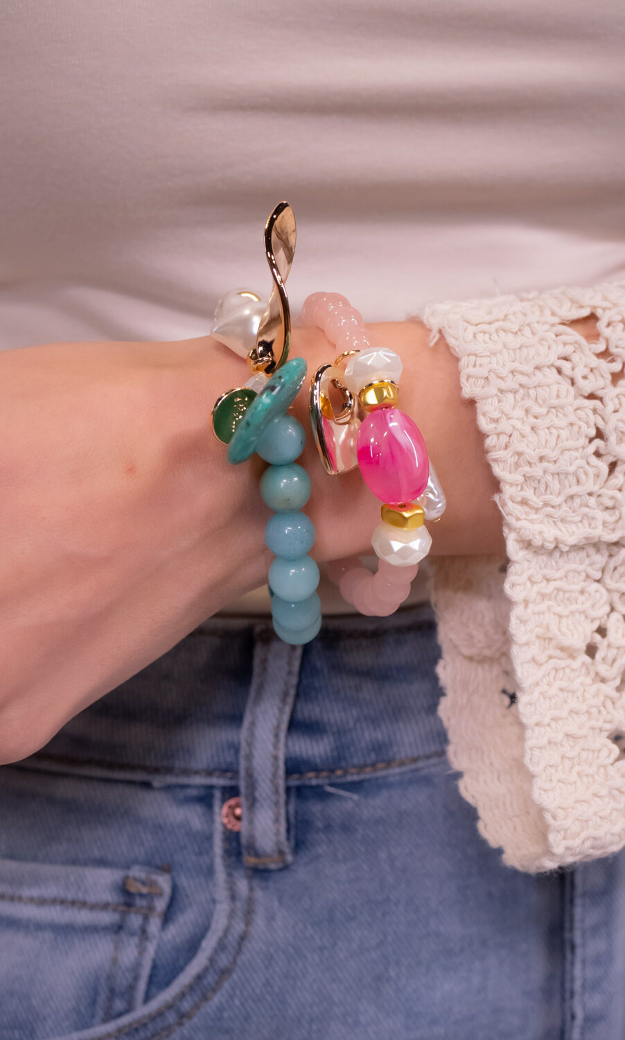Pulsera toscana Turquesa y Rosa - Imagen 2