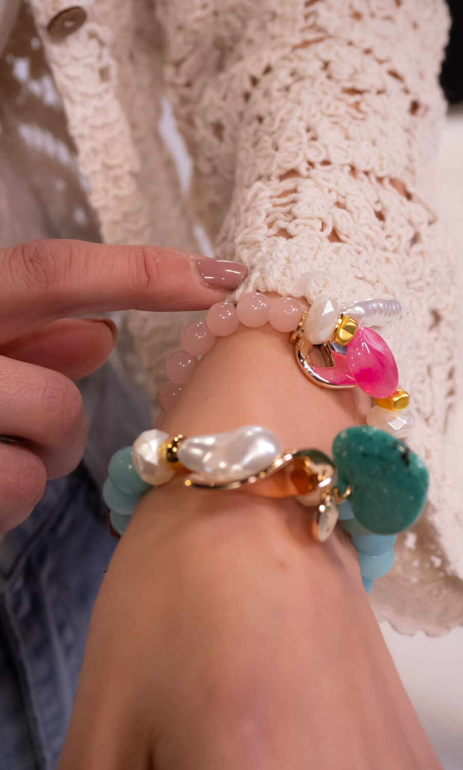 Pulsera toscana Turquesa y Rosa