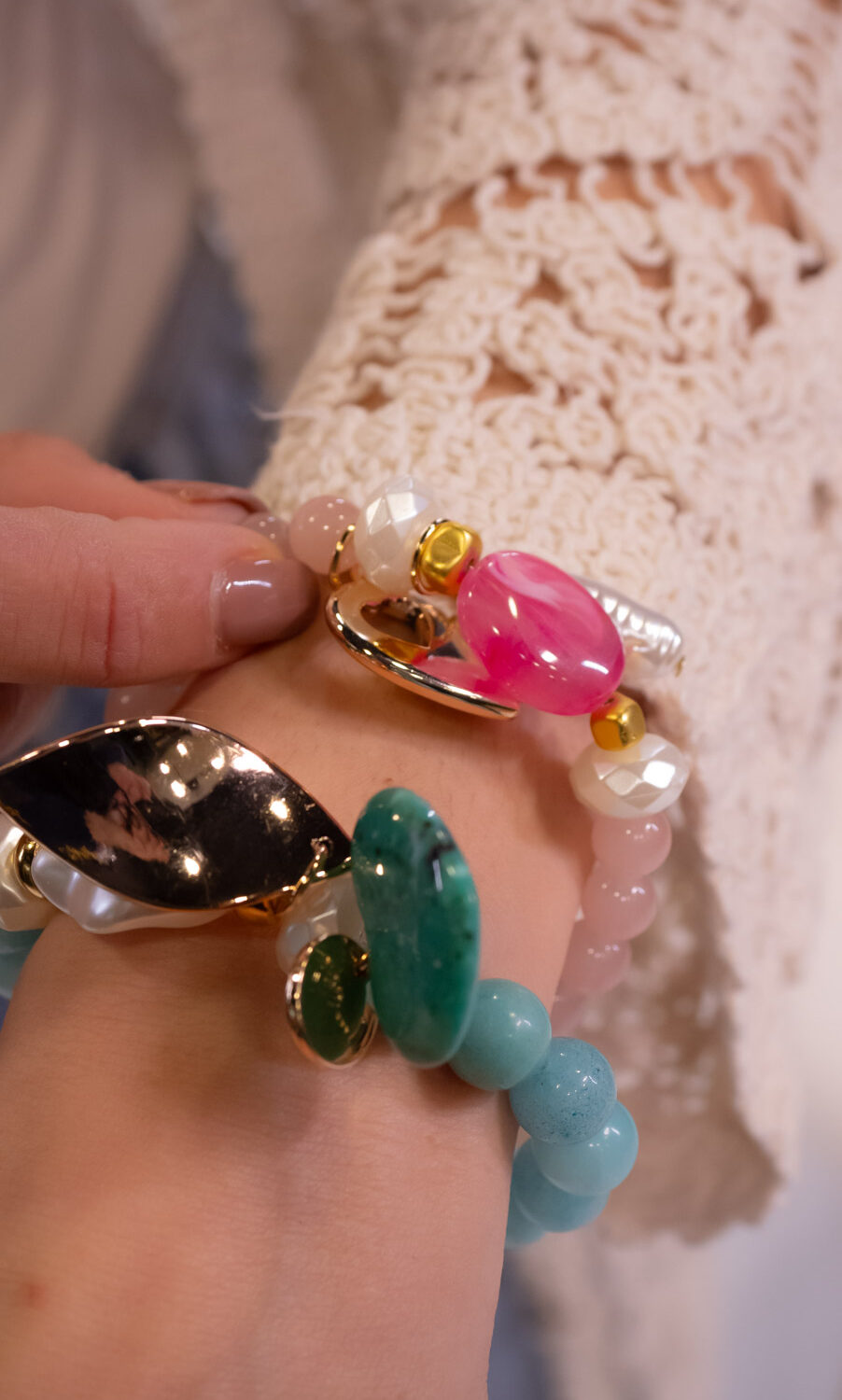 Pulsera toscana Turquesa y Rosa - Imagen 3